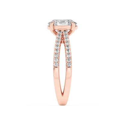 2CTW Oval Shaped Lab Grown Diamond (F/VS) Cross Shank Accented Engagement Ring in 14K Gold