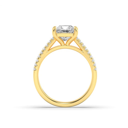 2CTW Princess Shaped Lab Grown Diamond (F/VS) Cross Shank Accented Engagement Ring in 14K Gold