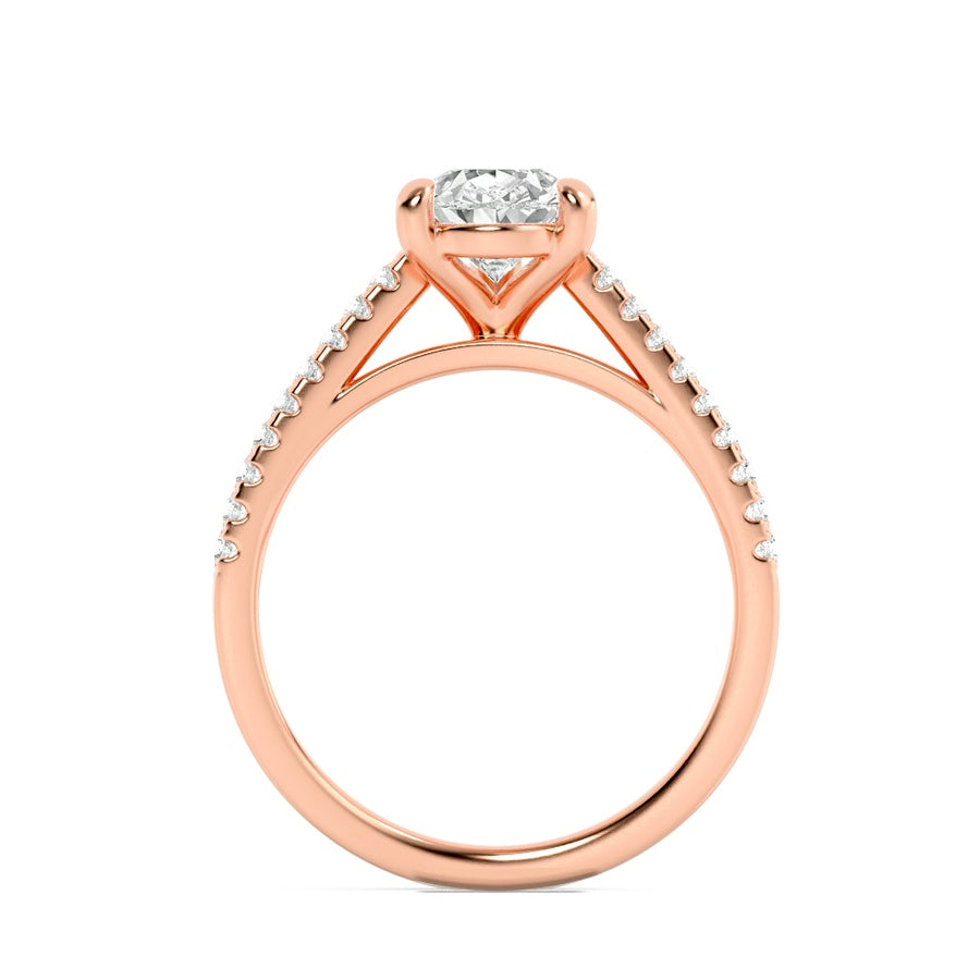 2CTW Pear Shaped Lab Grown Diamond (F/VS) Cross Shank Accented Engagement Ring in 14K Gold