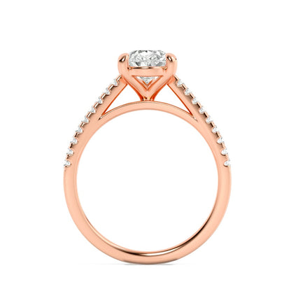 2CTW Pear Shaped Lab Grown Diamond (F/VS) Cross Shank Accented Engagement Ring in 14K Gold