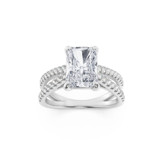 2CTW Radiant Shaped Lab Grown Diamond (F/VS) Engagement Ring in 14K Gold