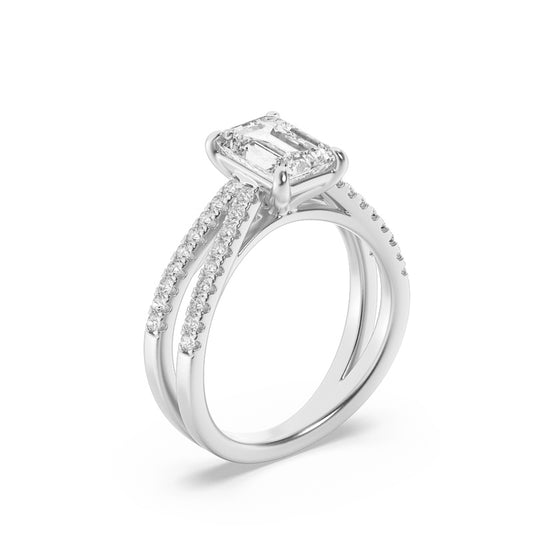 2CTW Radiant Shaped Lab Grown Diamond (F/VS) Engagement Ring in 14K Gold