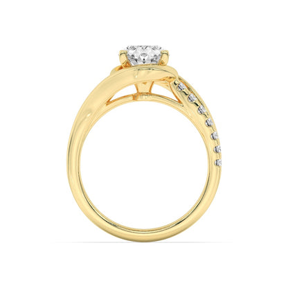 2CTW Oval Shaped Lab Grown Diamond (G/VS) Swirl Shank Accented Engagement Ring in 14K Gold