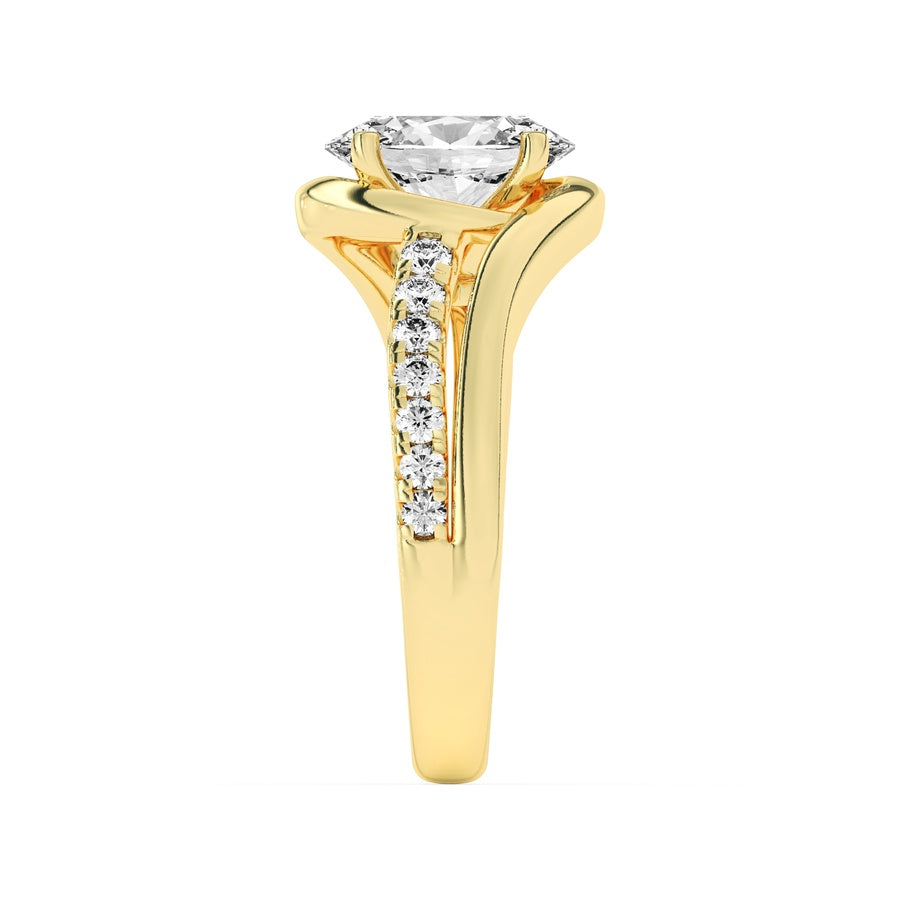2CTW Oval Shaped Lab Grown Diamond (G/VS) Swirl Shank Accented Engagement Ring in 14K Gold