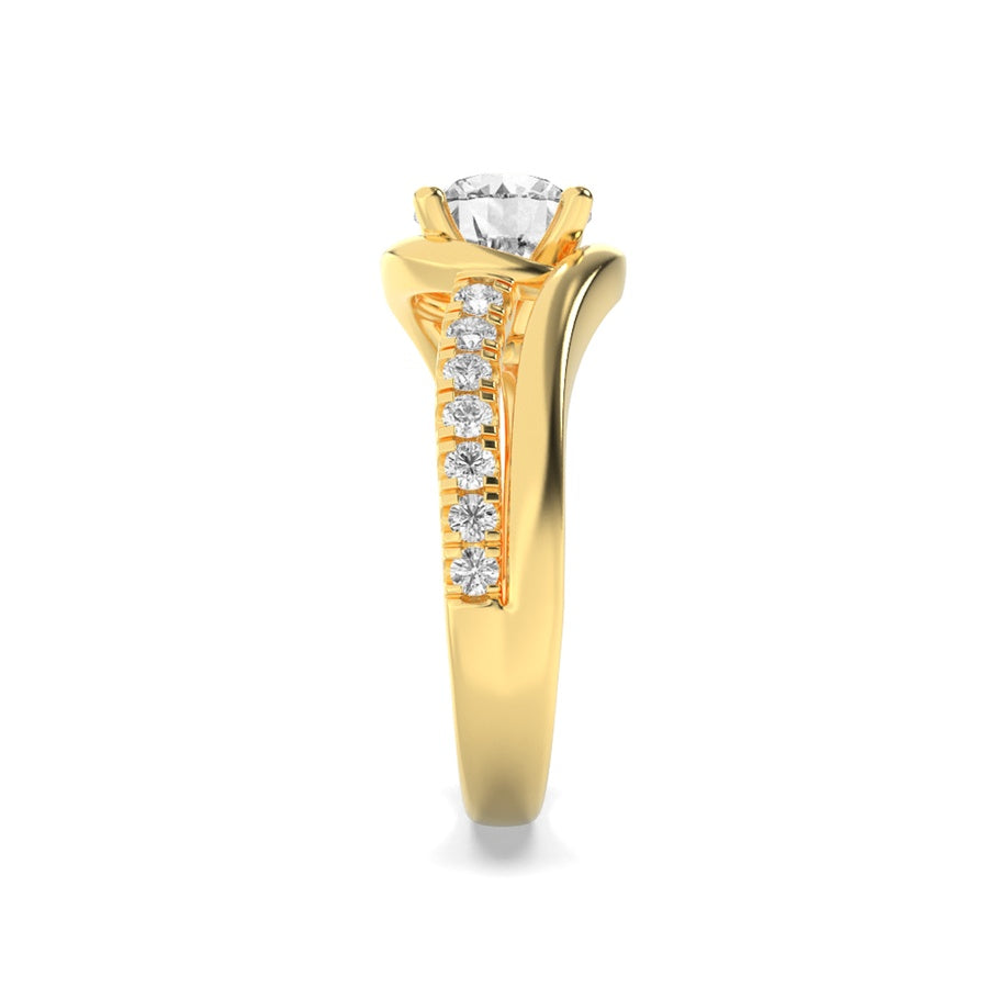 2CTW Round Shaped Lab Grown Diamond (G/VS) Swirl Shank Accented Engagement Ring in 14K Gold
