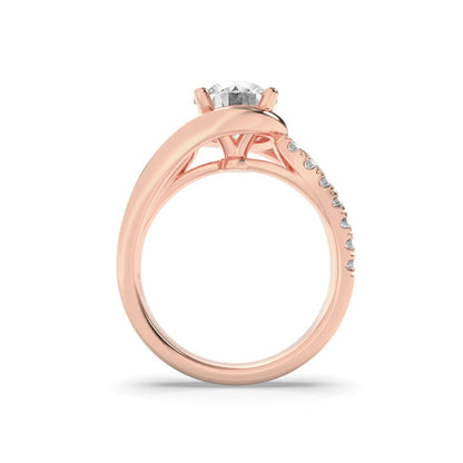 2CTW Round Shaped Lab Grown Diamond (G/VS) Swirl Shank Accented Engagement Ring in 14K Gold