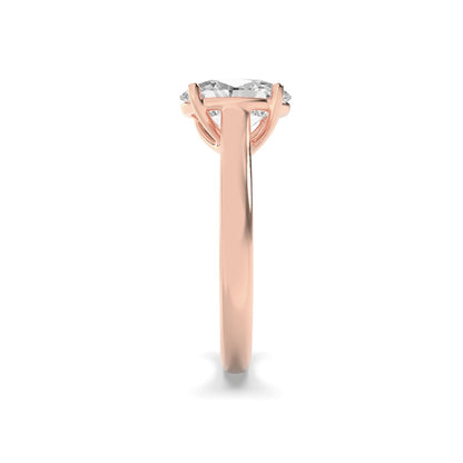 2CTW Oval Shaped Lab Grown Diamond (F/VS) Plain Cathedral Trellis Shank Solitaire Engagement Ring in 14K Gold