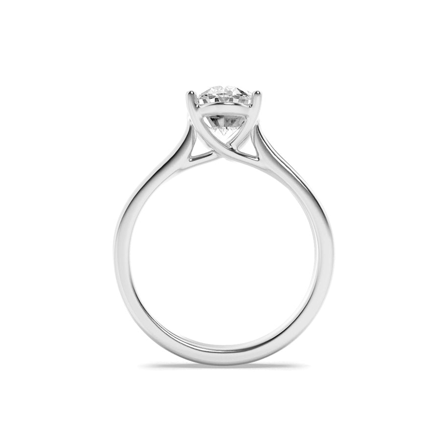 2.5CTW Oval Shaped Lab Grown Diamond (F/VS) Plain Cathedral Trellis Shank Solitaire Engagement Ring in 14K Gold