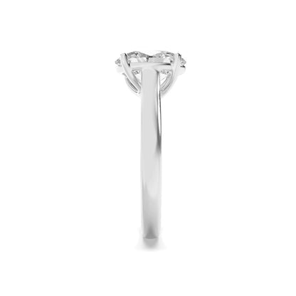 2.5CTW Oval Shaped Lab Grown Diamond (F/VS) Plain Cathedral Trellis Shank Solitaire Engagement Ring in 14K Gold
