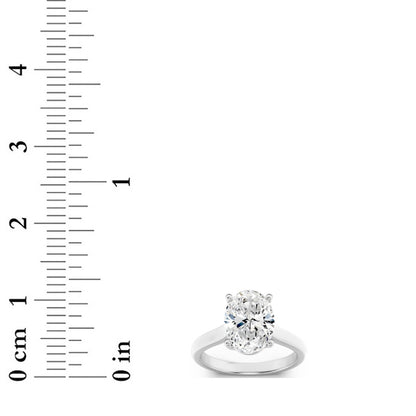 2.5CTW Oval Shaped Lab Grown Diamond (F/VS) Plain Cathedral Trellis Shank Solitaire Engagement Ring in 14K Gold