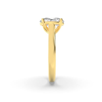 2.5CTW Oval Shaped Lab Grown Diamond (F/VS) Plain Cathedral Trellis Shank Solitaire Engagement Ring in 14K Gold