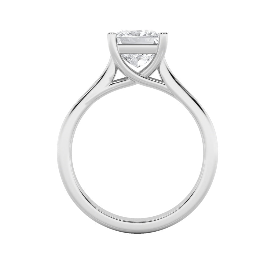 2CTW Princess Shaped Lab Grown Diamond (F/VS) Plain Cathedral Trellis Shank Solitaire Engagement Ring in 14K Gold