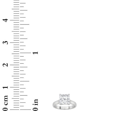 2CTW Princess Shaped Lab Grown Diamond (F/VS) Plain Cathedral Trellis Shank Solitaire Engagement Ring in 14K Gold