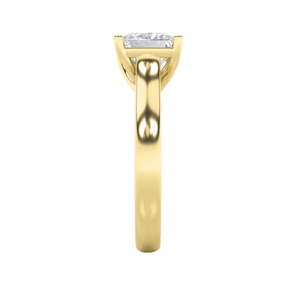 3CTW Princess Shaped Lab Grown Diamond (F/VS) Plain Cathedral Trellis Shank Solitaire Engagement Ring in 14K Gold