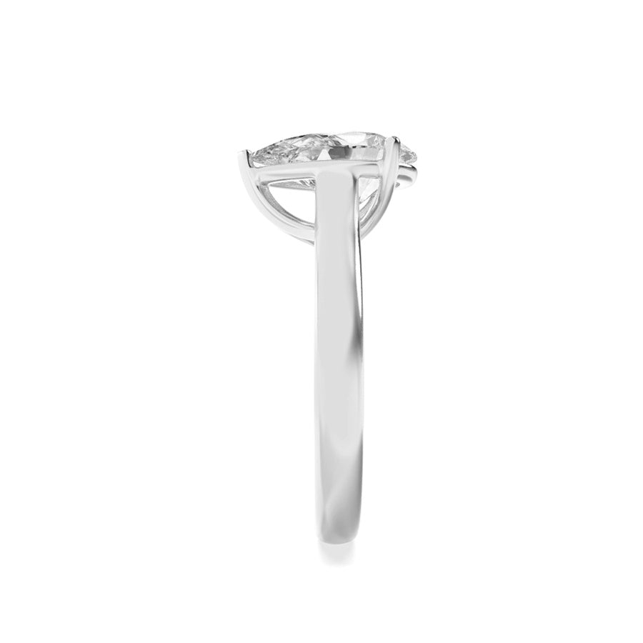 1CTW Pear Shaped Lab Grown Diamond (F/VS) Plain Cathedral Trellis Shank Solitaire Engagement Ring in 14K Gold
