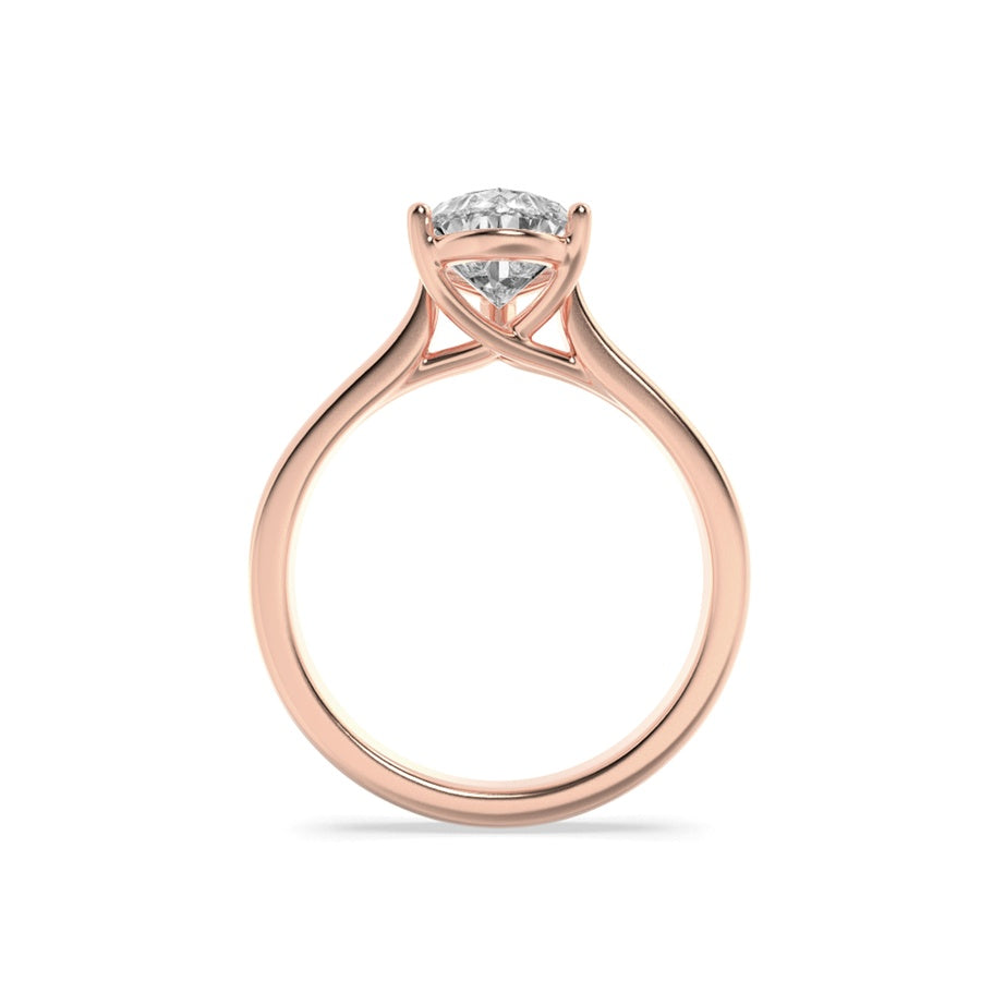 1CTW Pear Shaped Lab Grown Diamond (F/VS) Plain Cathedral Trellis Shank Solitaire Engagement Ring in 14K Gold