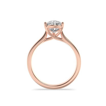 1CTW Pear Shaped Lab Grown Diamond (F/VS) Plain Cathedral Trellis Shank Solitaire Engagement Ring in 14K Gold