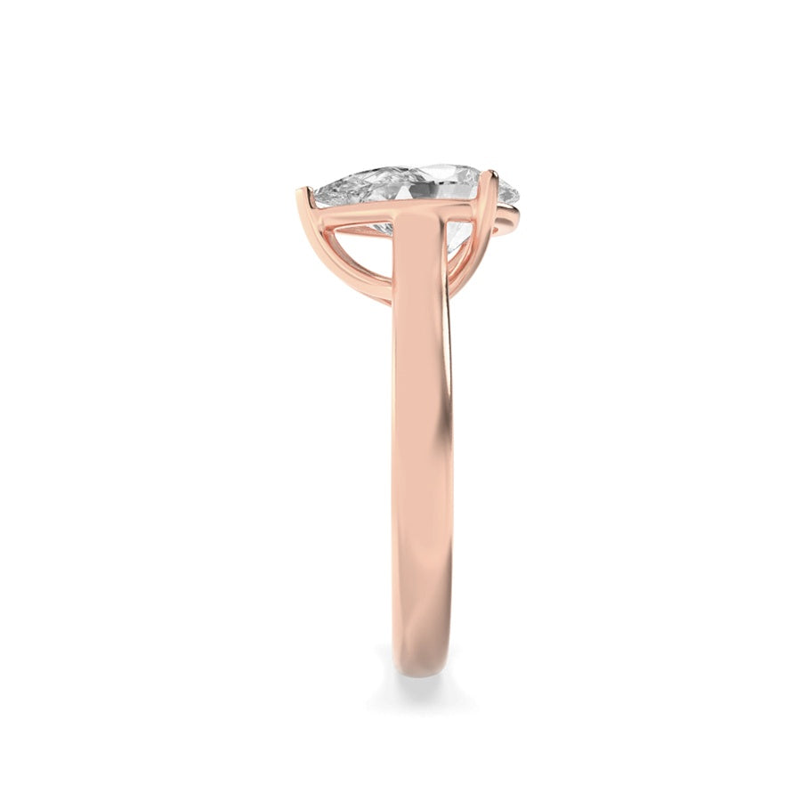 1CTW Pear Shaped Lab Grown Diamond (F/VS) Plain Cathedral Trellis Shank Solitaire Engagement Ring in 14K Gold