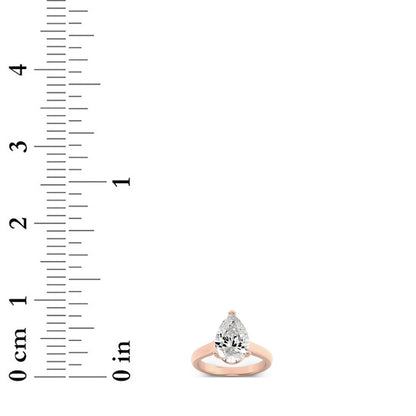 1CTW Pear Shaped Lab Grown Diamond (F/VS) Plain Cathedral Trellis Shank Solitaire Engagement Ring in 14K Gold
