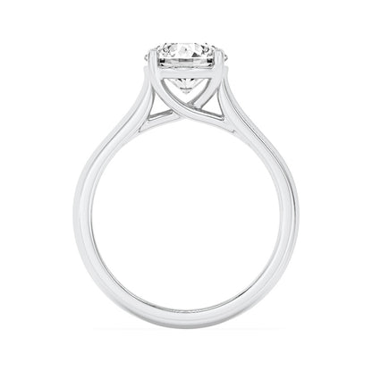 2CTW Round Shaped Lab Grown Diamond (F/VS) Plain Cathedral Trellis Shank Solitaire Engagement Ring in 14K Gold