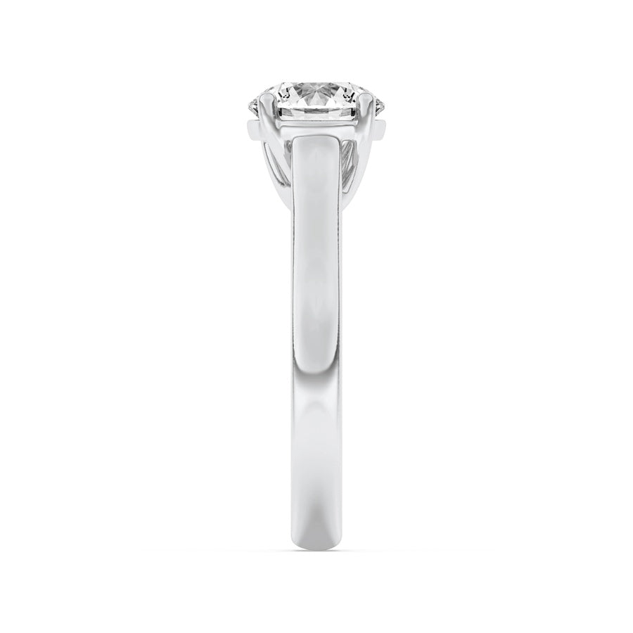 2CTW Round Shaped Lab Grown Diamond (F/VS) Plain Cathedral Trellis Shank Solitaire Engagement Ring in 14K Gold