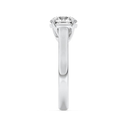 2CTW Round Shaped Lab Grown Diamond (F/VS) Plain Cathedral Trellis Shank Solitaire Engagement Ring in 14K Gold