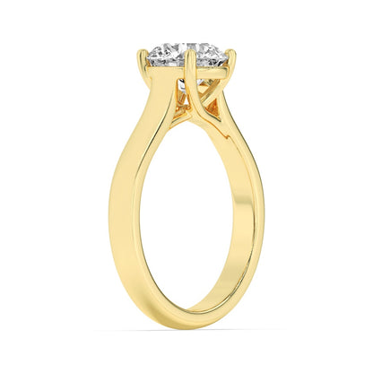 2CTW Round Shaped Lab Grown Diamond (F/VS) Plain Cathedral Trellis Shank Solitaire Engagement Ring in 14K Gold