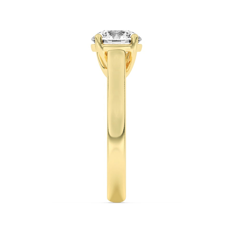 2CTW Round Shaped Lab Grown Diamond (F/VS) Plain Cathedral Trellis Shank Solitaire Engagement Ring in 14K Gold