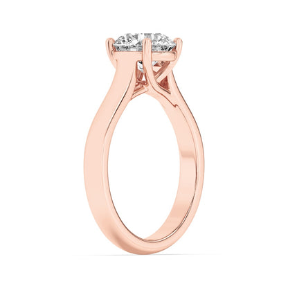 2CTW Round Shaped Lab Grown Diamond (F/VS) Plain Cathedral Trellis Shank Solitaire Engagement Ring in 14K Gold