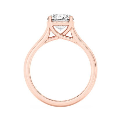 2CTW Round Shaped Lab Grown Diamond (F/VS) Plain Cathedral Trellis Shank Solitaire Engagement Ring in 14K Gold