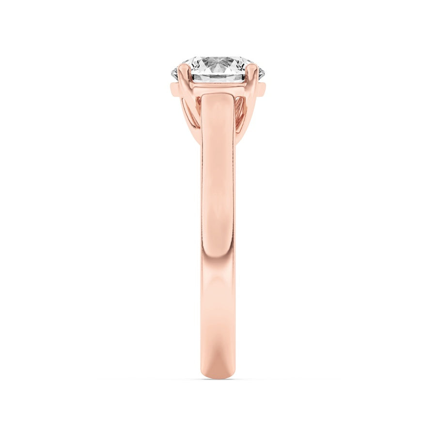 2CTW Round Shaped Lab Grown Diamond (F/VS) Plain Cathedral Trellis Shank Solitaire Engagement Ring in 14K Gold
