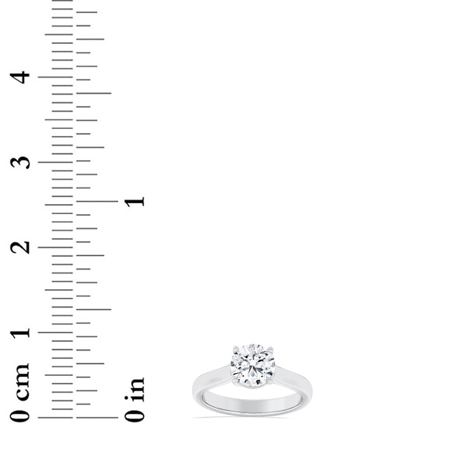 3CTW Round Shaped Lab Grown Diamond (F/VS) Plain Cathedral Trellis Shank Solitaire Engagement Ring in 14K Gold