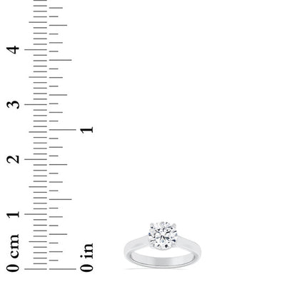 3CTW Round Shaped Lab Grown Diamond (F/VS) Plain Cathedral Trellis Shank Solitaire Engagement Ring in 14K Gold