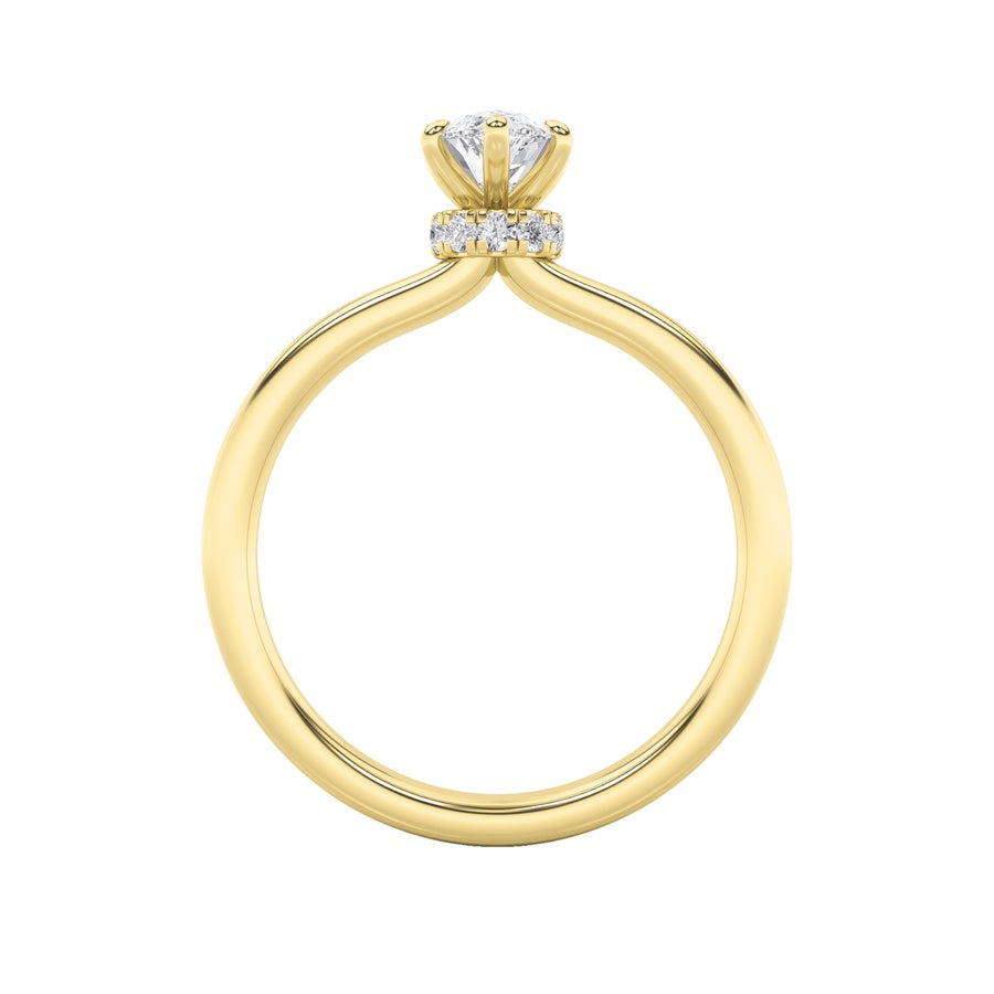 3CTW Marquise Shaped Lab Grown Diamond (F/VS) Hidden Halo Plain Shank Engagement Ring in 14K Gold