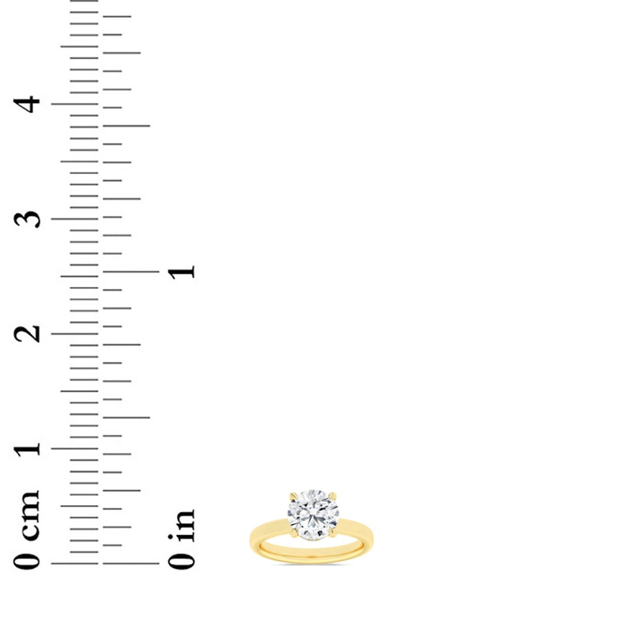 1CTW Round Shaped Lab Grown Diamond (F/VS) Hidden Halo Plain Shank Engagement Ring in 14K Gold