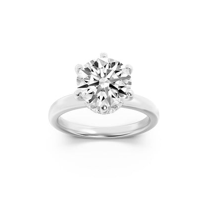2CTW Round Shaped Lab Grown Diamond (F/VS) Hidden Halo Plain Shank Engagement Ring in 14K Gold