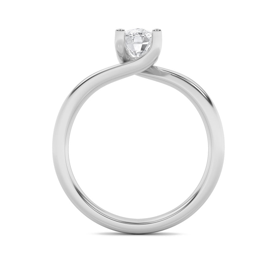 1CTW Elongated Cushion Shaped Lab Grown Diamond (F/VS) Bypass Shank Engagement Ring in 14K Gold