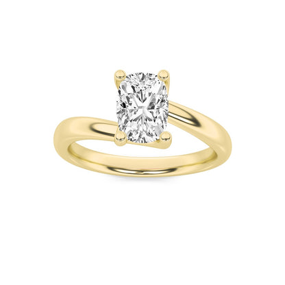 1CTW Elongated Cushion Shaped Lab Grown Diamond (F/VS) Bypass Shank Engagement Ring in 14K Gold