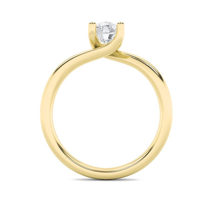 1CTW Elongated Cushion Shaped Lab Grown Diamond (F/VS) Bypass Shank Engagement Ring in 14K Gold