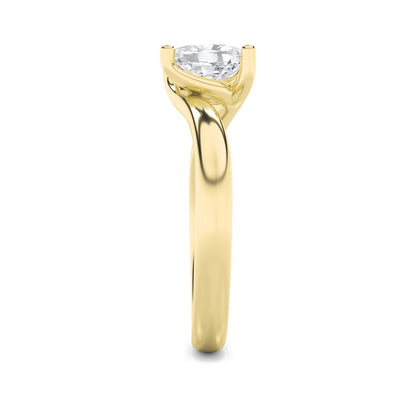 1CTW Elongated Cushion Shaped Lab Grown Diamond (F/VS) Bypass Shank Engagement Ring in 14K Gold