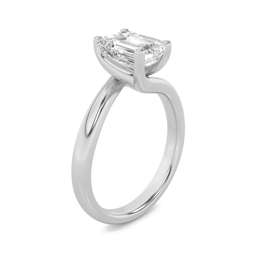 1CTW Emerald Shaped Lab Grown Diamond (F/VS) Bypass Shank Engagement Ring in 14K Gold