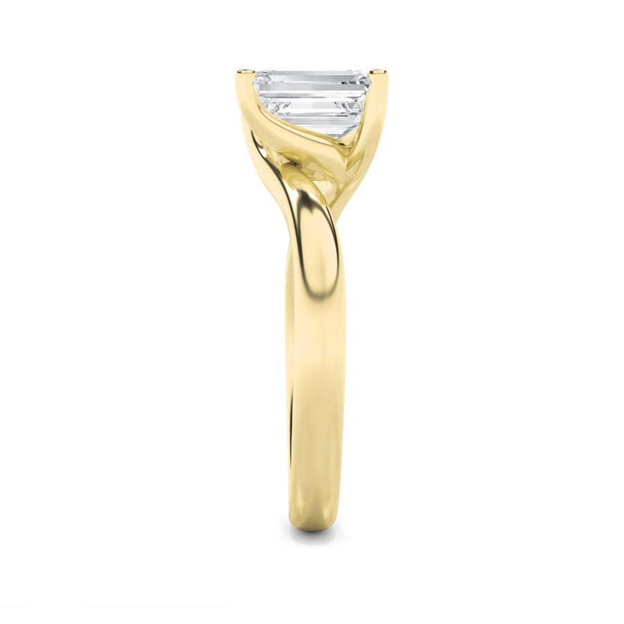 1CTW Emerald Shaped Lab Grown Diamond (F/VS) Bypass Shank Engagement Ring in 14K Gold