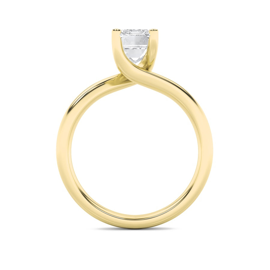 2CTW Emerald Shaped Lab Grown Diamond (F/VS) Bypass Shank Engagement Ring in 14K Gold