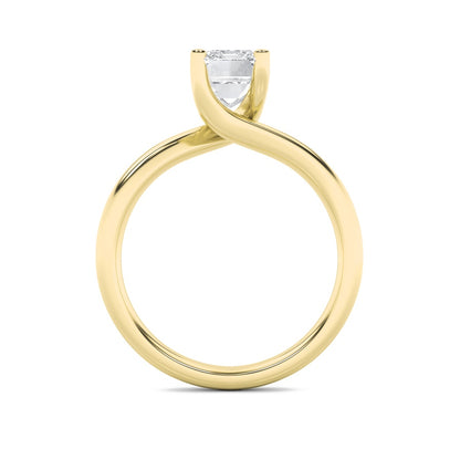 3CTW Emerald Shaped Lab Grown Diamond (F/VS) Bypass Shank Engagement Ring in 14K Gold