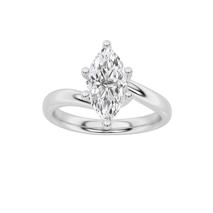 1CTW Marquise Shaped Lab Grown Diamond (F/VS) Bypass Shank Engagement Ring in 14K Gold
