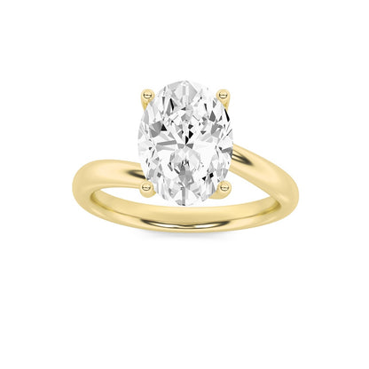 1CTW Oval Shaped Lab Grown Diamond (F/VS) Bypass Shank Engagement Ring in 14K Gold