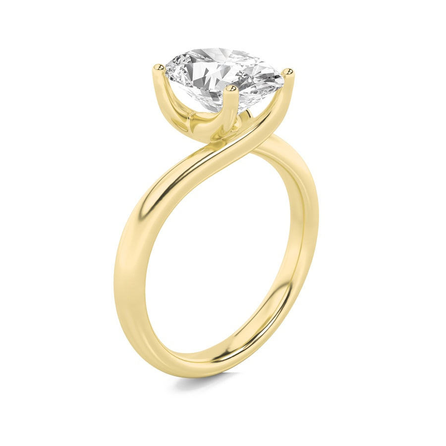 1CTW Oval Shaped Lab Grown Diamond (F/VS) Bypass Shank Engagement Ring in 14K Gold