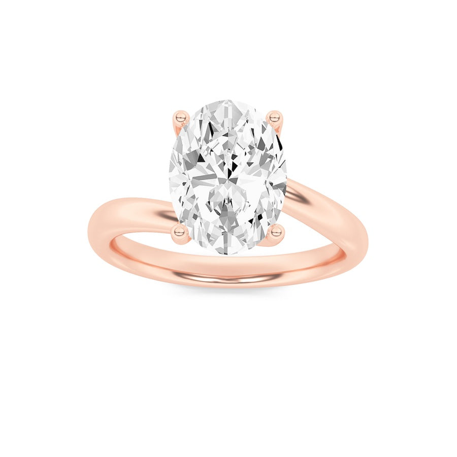 2CTW Oval Shaped Lab Grown Diamond (F/VS) Bypass Shank Engagement Ring in 14K Gold