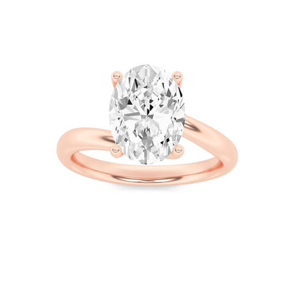 2CTW Oval Shaped Lab Grown Diamond (F/VS) Bypass Shank Engagement Ring in 14K Gold