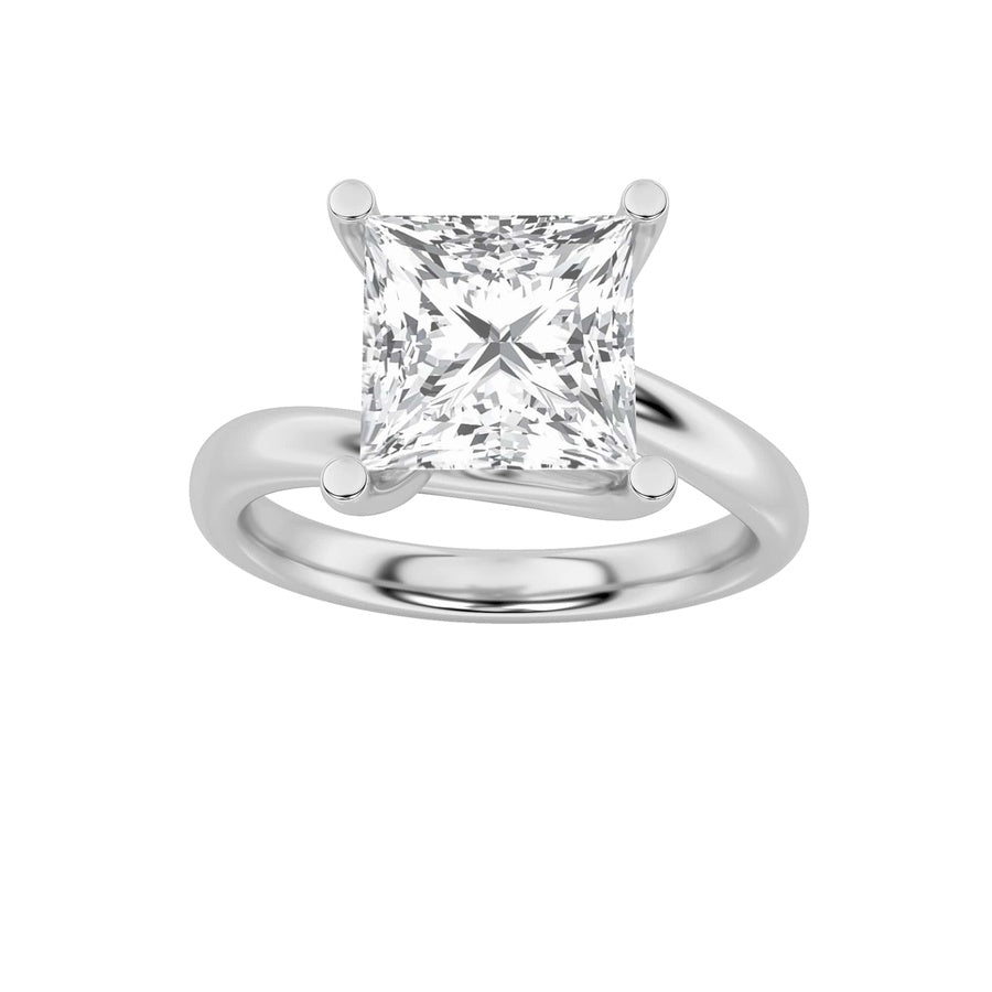 3CTW Princess Shaped Lab Grown Diamond (F/VS) Bypass Shank Engagement Ring in 14K Gold